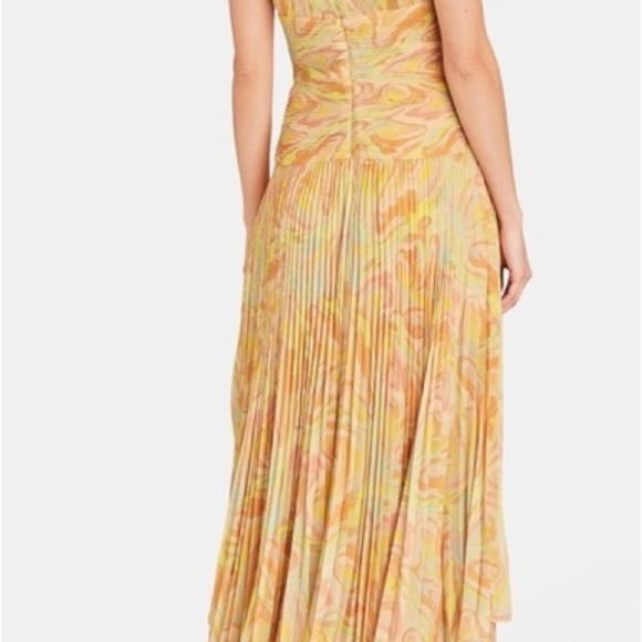 Aiifos Yellow Halter Ruched Pleated Dress for Weddings SZ XS - Picture 3 of 8